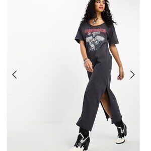 ASOS DESIGN t-shirt midi dress with split hem and graphic in washed gray